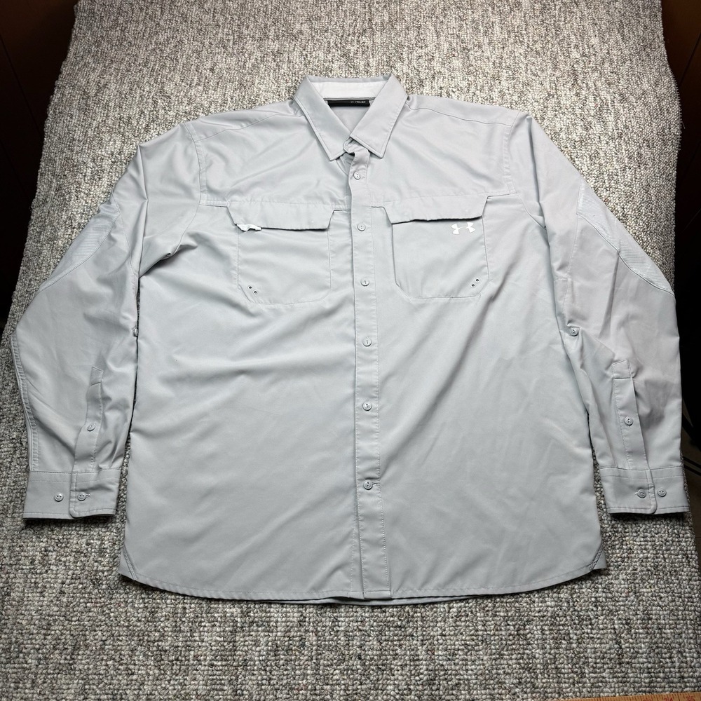 Under Armour Tide Chaser Shirt Mens XL Button Up Long Sleeeve Gray